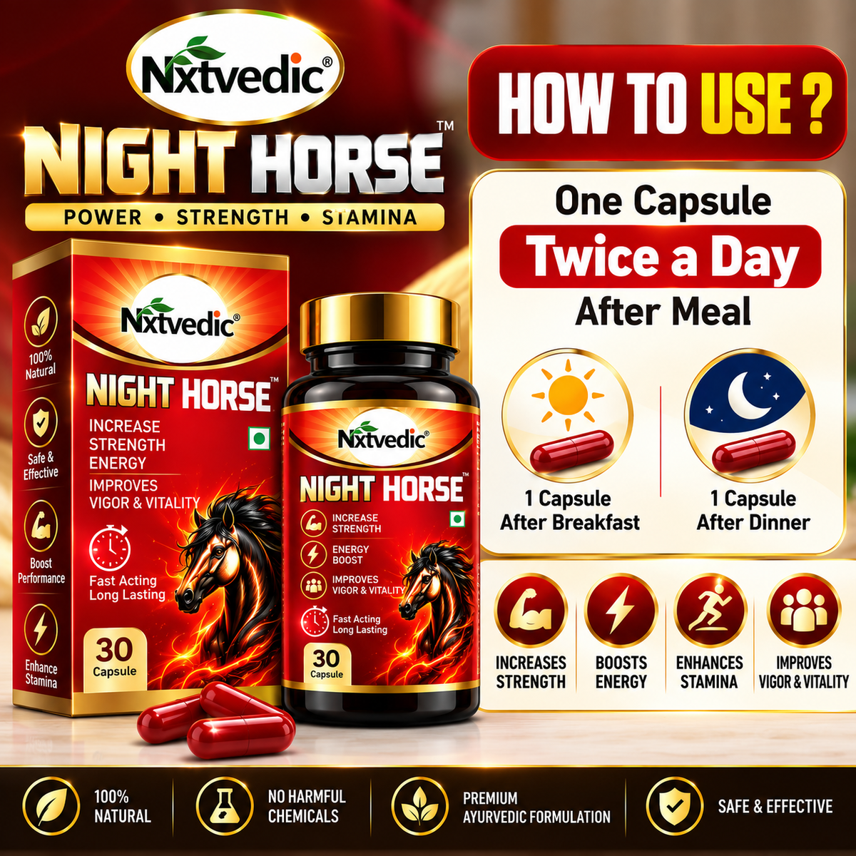 Night horse capsules Nxtvedic Night horse capsule