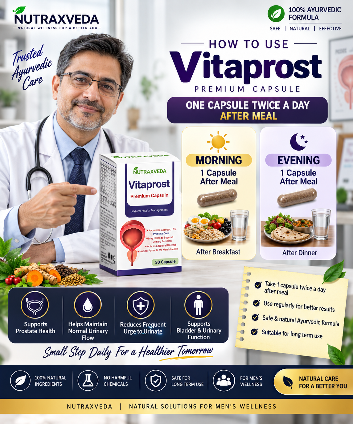 Vitaprost capsule Nutraxveda Vitaprost capsules prostate support capsule