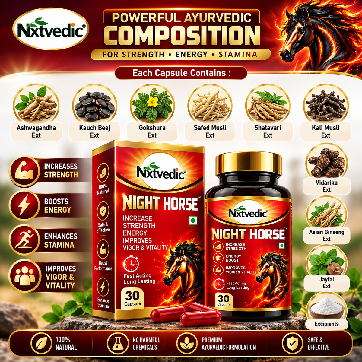 Night horse capsules Nxtvedic Night horse capsule